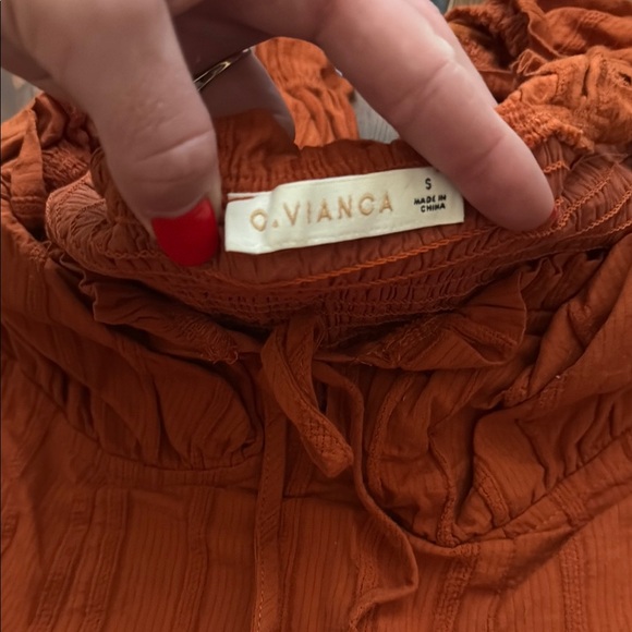 Orange Ruffled Short Sleeve Dress - Picture 2 of 3